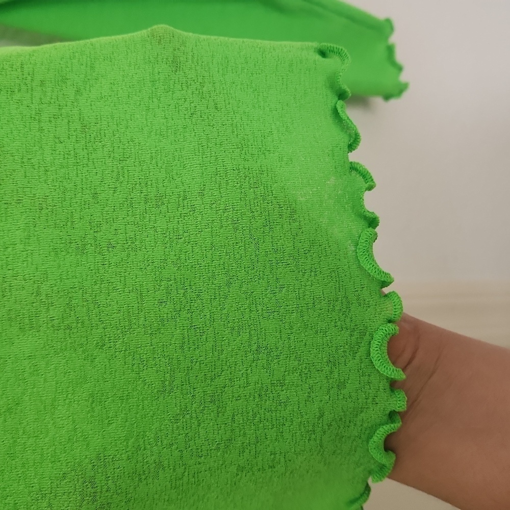 Topshop Lime Green Chiffon Long Sleeved Stretchy Soft Top. Sz 6 - Picture 5 of 6